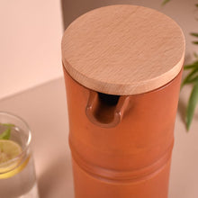 Load image into Gallery viewer, Minimal &amp; Sleek HandmadeTerracotta earthen Jug/Clay Pitcher for your Home/Office/Dinning and Table top - Double fired from Earthen collection - 1000ml/1 litre with Wooden lid-Terracotta-Claymango.com

