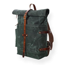 Load image into Gallery viewer, Mountain Pack (Forest green) waxed canvas backpack-Bags-Claymango.com
