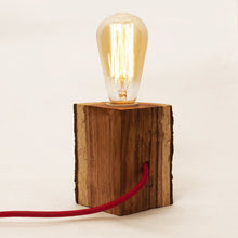 Load image into Gallery viewer, Natural wood triangle cut out Table top Lamp + Edison bulb-Lamp-Claymango.com
