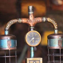 Load image into Gallery viewer, Twin armed steam gauge gear lamp-Lamp-Claymango.com
