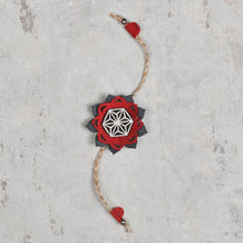 Load image into Gallery viewer, Handcrafted Mandala Block Rakhi from Bloom Collection - (Red &amp; Grey- Mandala)-Rakhi-Claymango.com
