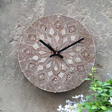 Load image into Gallery viewer, HANDCARVED WOODEN BLOCK WALL CLOCK for home ,Office ,Kitchen ,Bedroom-Home Décor-Claymango.com
