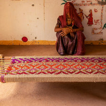 Load image into Gallery viewer, Bela Jute &amp; Textile Charpai - Sirohi.org - Colour_Jute Beige, Colour_Multi-Colour, Purpose_Indoor Seating, Purpose_Outdoor Seating, Rope Material_Natural Jute Fibre, Rope Material_Textile Waste
