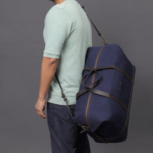 Load image into Gallery viewer, navy canvas travel bag for men
