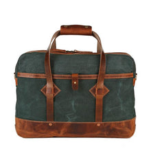 Load image into Gallery viewer, Adventure Briefcase 15 inches (Forest green) waxed canvas Briefcase from Premium series with lifetime repair Warranty-Bags-Claymango.com
