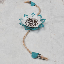 Load image into Gallery viewer, Handcrafted Mandala Block Rakhi from Bloom Collection - (Teal &amp; White)-Rakhi-Claymango.com
