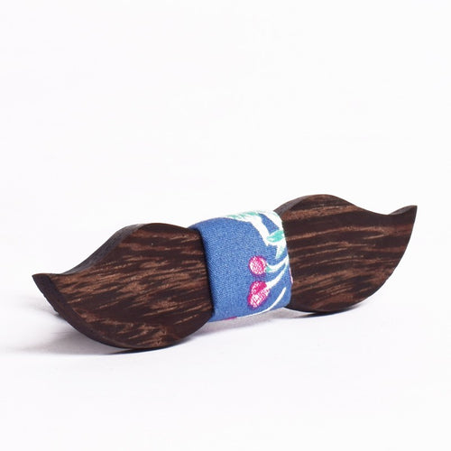 updated Small moustache Blue Floral Bowtie - TFC1P13-Mens Accessories-Claymango.com