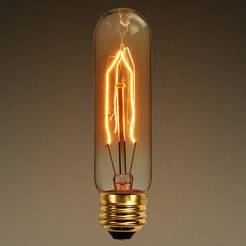 40 Watt - Vintage Antique Light Bulb - T10 Tubular Style 4.5 in. Length - Medium Base - Hairpin Tungsten Filament-Lamp-Claymango.com
