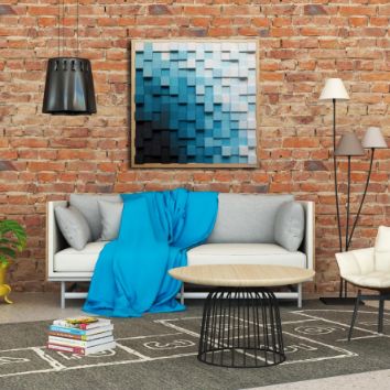 Deep Sea Gradient colour Modern Wooden pixel Wall sculpture.-Home Décor-Claymango.com
