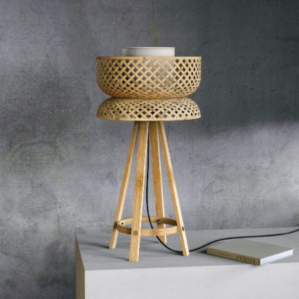 Lotus Table Lamp-Bamboo-Claymango.com