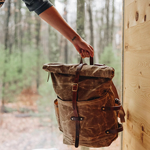 Load image into Gallery viewer, Mountain Pack (Sand Storm) waxed canvas backpack-Bags-Claymango.com
