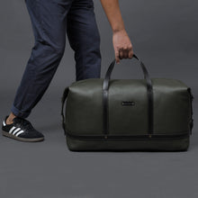 Load image into Gallery viewer, green leather travel hand bag
