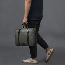 Load image into Gallery viewer, Green leather laptop briefcase bag
