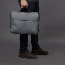 Load image into Gallery viewer, Grey leather office briefcase
