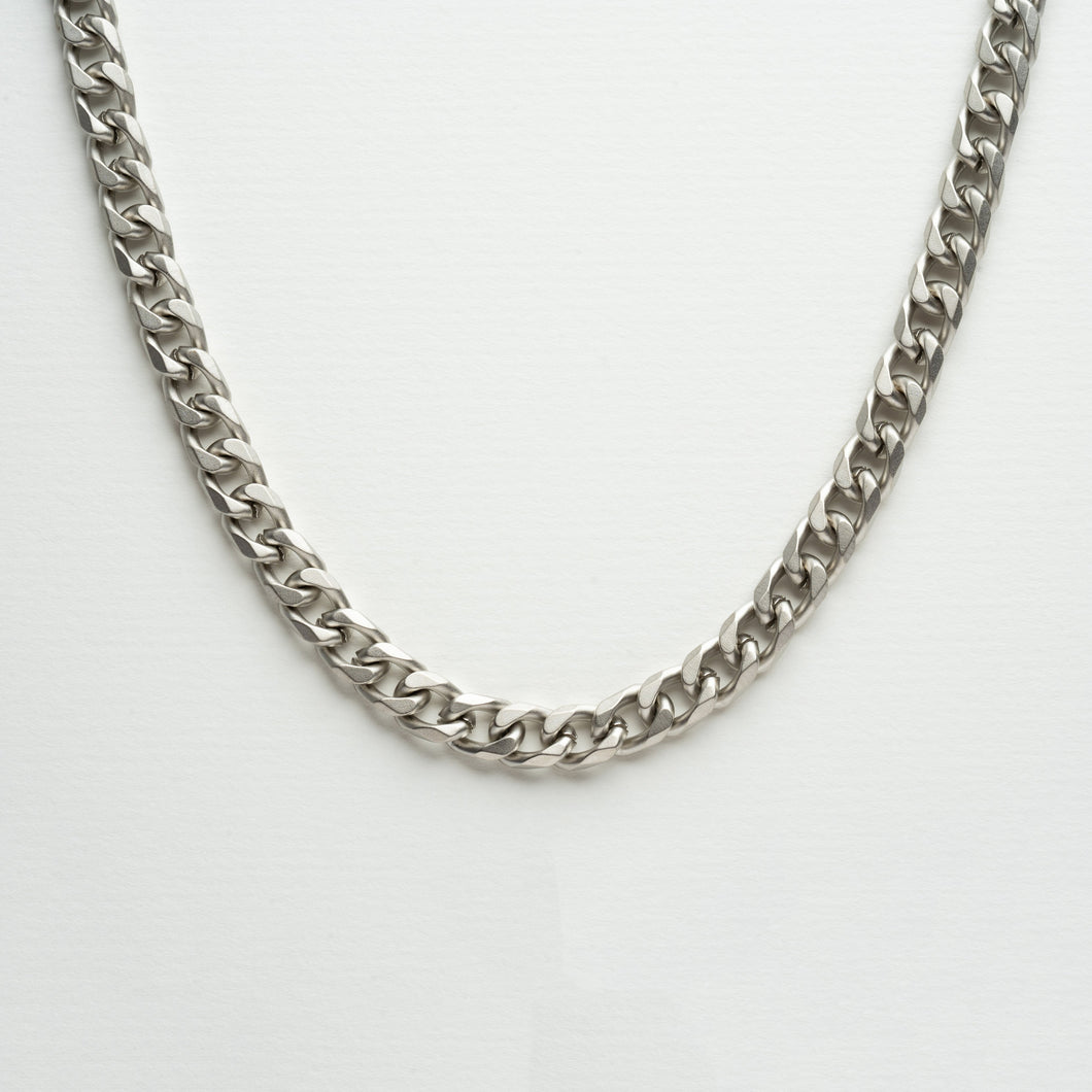 Cuban Neck Chain 8mm Satin Silver – - Main Image
