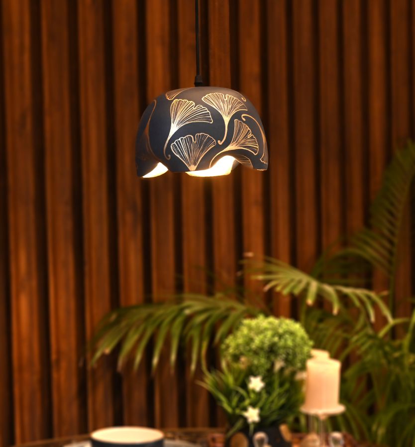 Blue gold hanging pendant lamp
