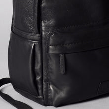 Load image into Gallery viewer, Black leather backpack for travelling

