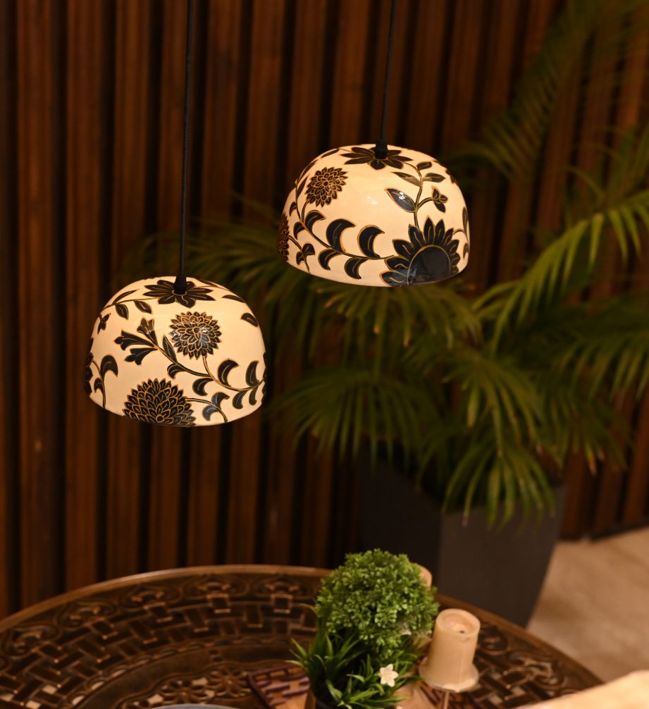 Combo of 3 dome Shaped Multicolor Hanging Lamp