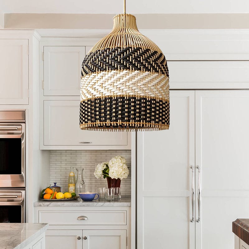 Torchic Cane(B&W)- Unique handmade Woven Hanging Pendant Light, Natural/Cane Pendant Light for Home restaurants and offices.