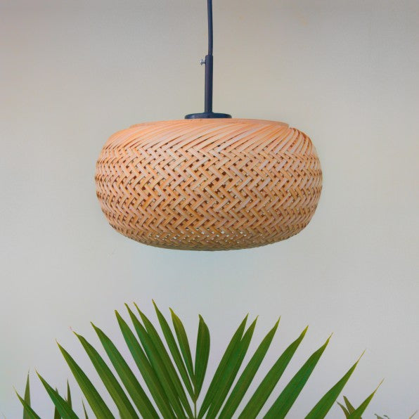 Bamboo Nest - Unique handmade Woven Hanging Pendant Light, Natural/Bamboo Pendant Light for Home restaurants and offices.(Size: 11