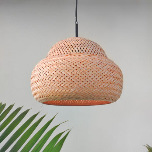 Bamboo Dome Nest - Unique handmade Woven Hanging Pendant Light, Natural/Bamboo Pendant Light for Home restaurants and offices.(Size: 11.5