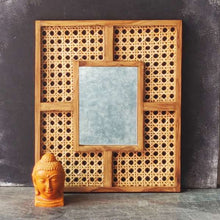 Load image into Gallery viewer, Mid Century Teak Cane Mirror
