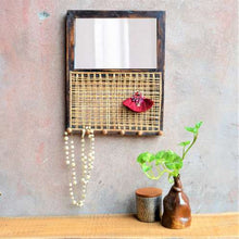 Load image into Gallery viewer, Wood and Cane Distress White Jewellery Organiser
