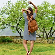 Load image into Gallery viewer, Brown leather backpack for travelling
