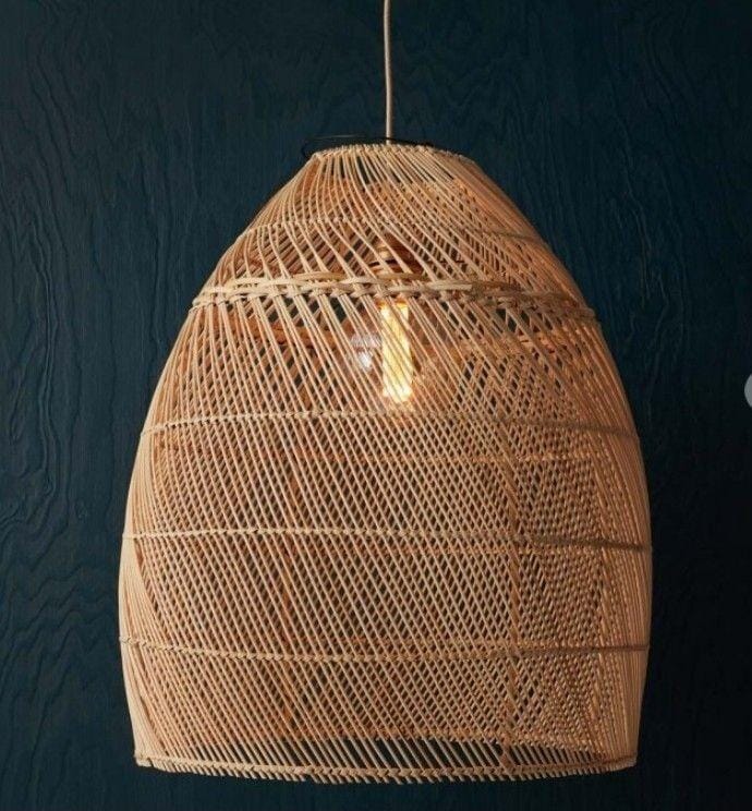 Set of 2 - Unique handmade Woven Hanging Pendant Light, Natural/Cane Pendant Light for Home restaurants and offices.