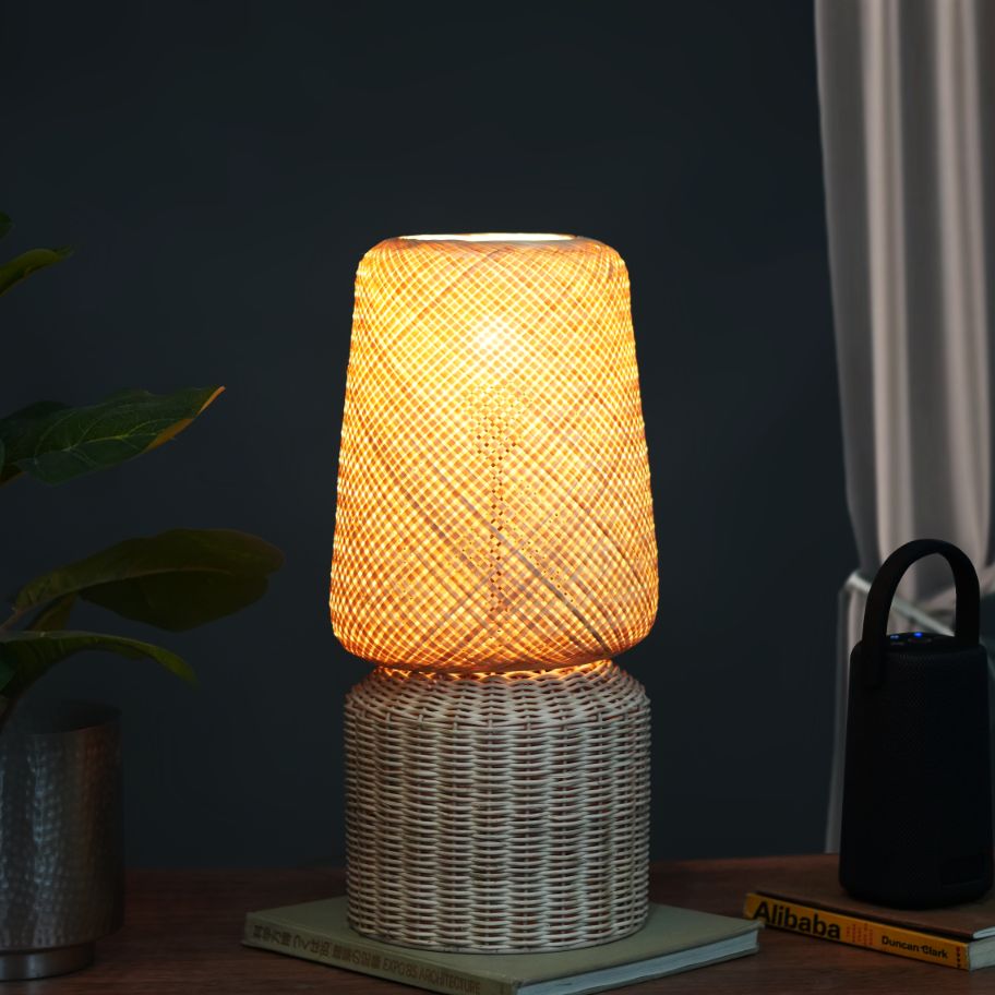 Volta Vienna - Unique handmade Woven table top Light, Natural Bamboo/Cane Table top Light for Home and offices.