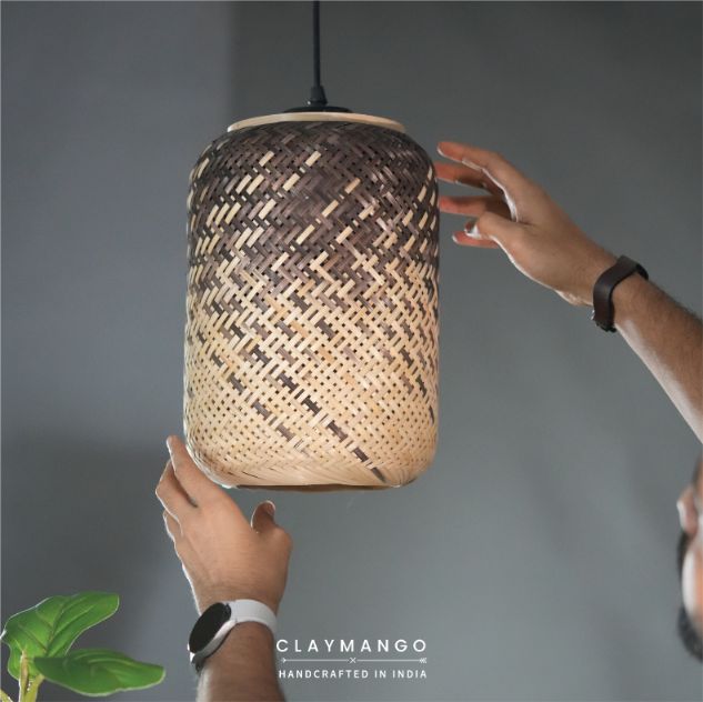 VANSHA: Unique handmade Woven Hanging Pendant Light, Natural/Bamboo Pendant Light for Home restaurants and offices.