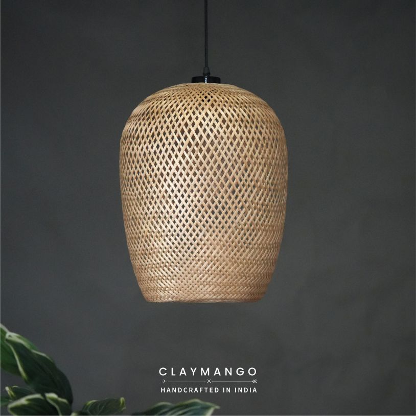 Cyclic Oval: Unique handmade Woven Hanging Pendant Light, Natural/Bamboo Pendant Light for Home restaurants and offices